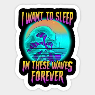 Vaporwave Great Wave Kanagawa Japan Sticker